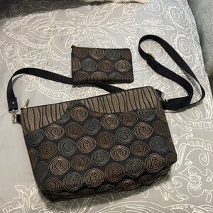 Black and Brown Swirl Patterned Women's Bag w/ change purse